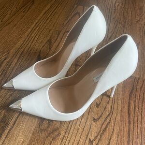 Saks Fifth Avenue White and Silver Stiletto Heels